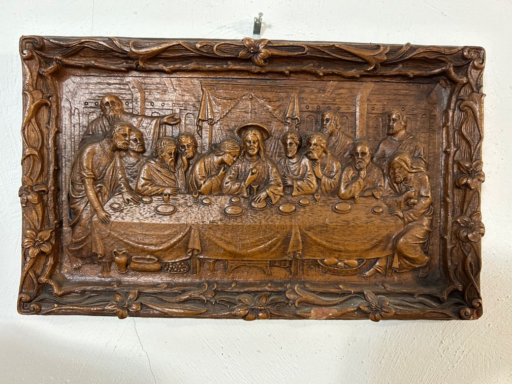 CARVED WOOD LAST SUPPER WALL ART