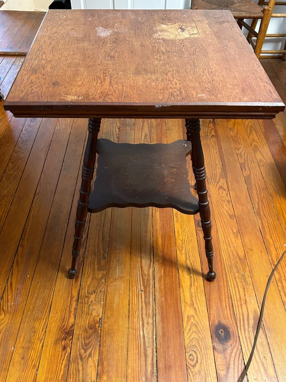 WOODEN SPOOL LEG SIDE TABLE
