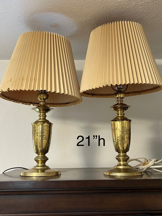 ETCHED BRASS TABLE LAMPS