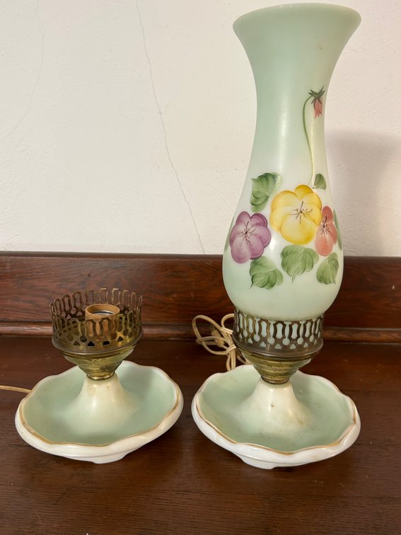 MILK GLASS ELECTRIC HURRICANE LAMP