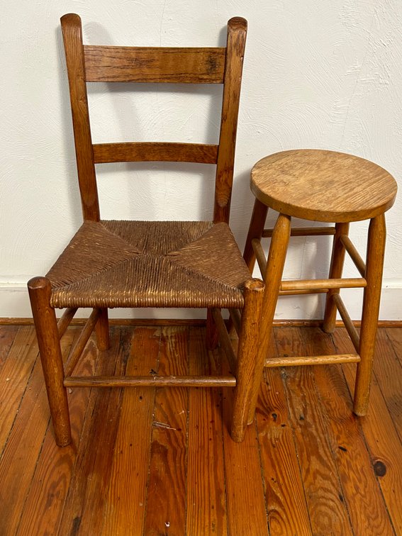 WOODEN CHAIR, WOODEN STOOL