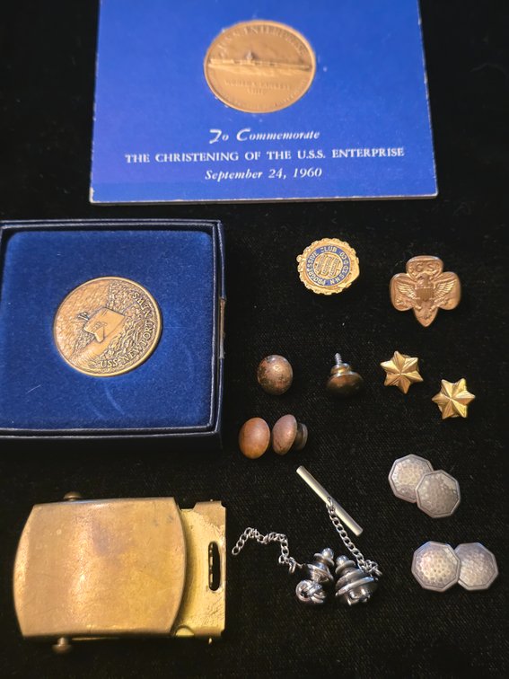 GIRL SCOUT PIN, SHIPYARD COINS