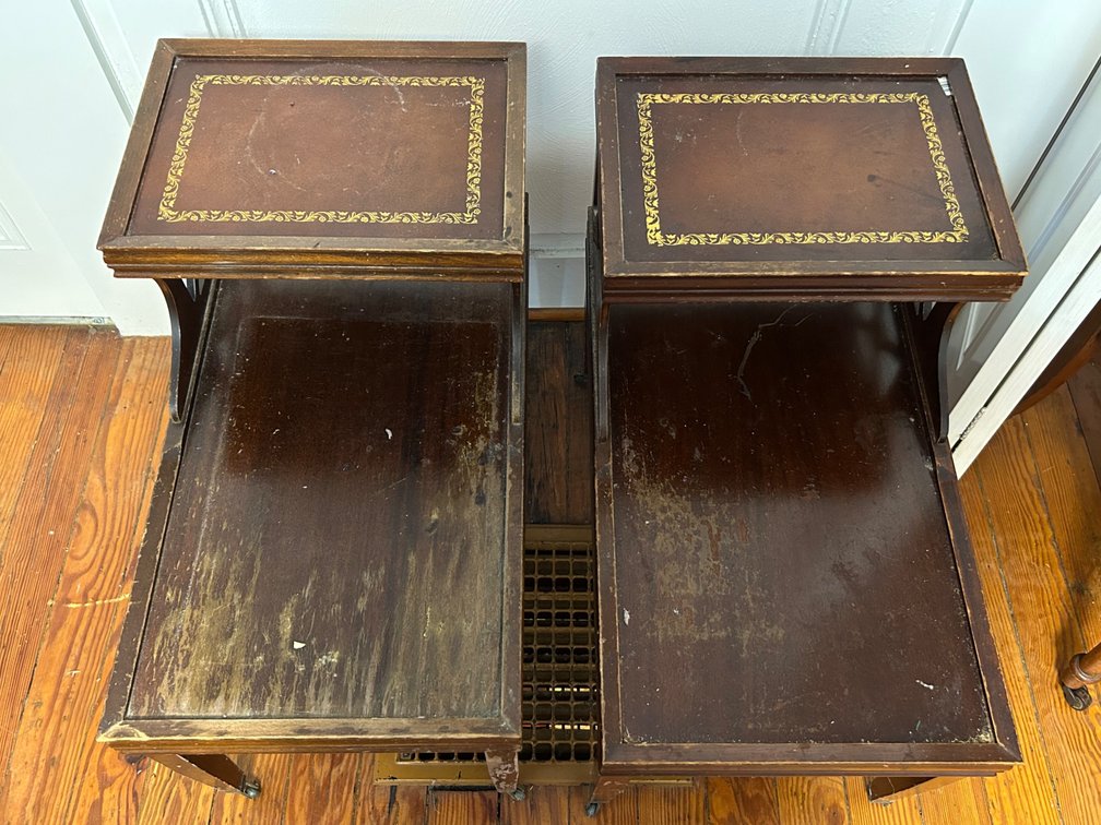 WOODEN STEP-TIER SIDE TABLES