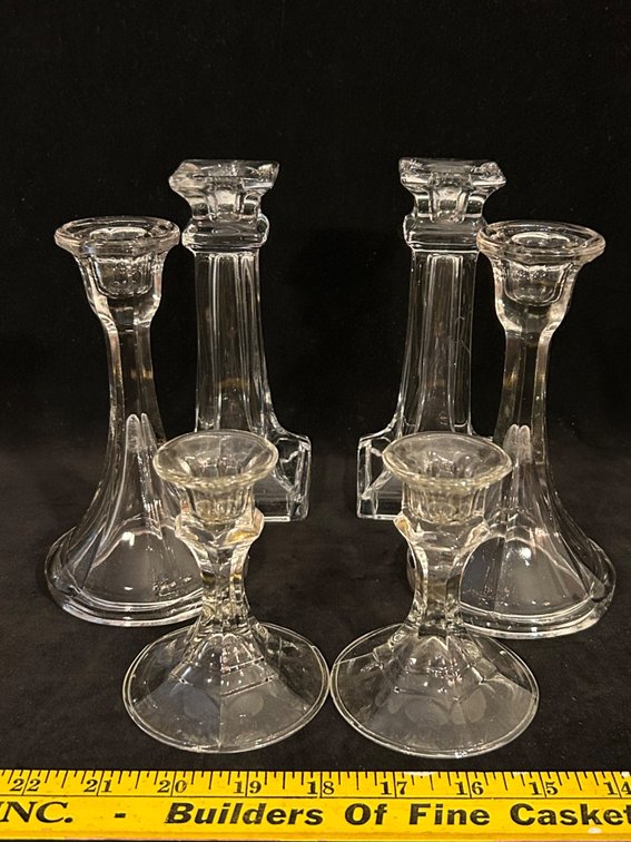 GLASS TAPERED CANDLESTICKS