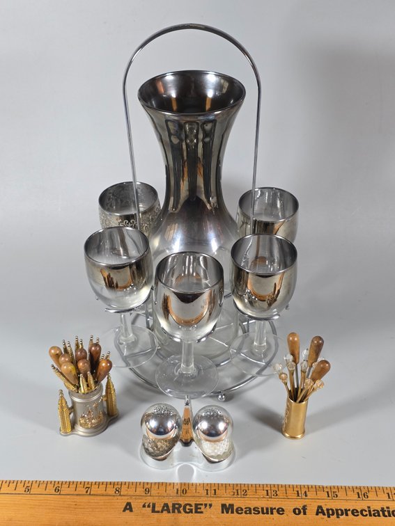 MCM WINE SET, TOOTHPICK HOLDER