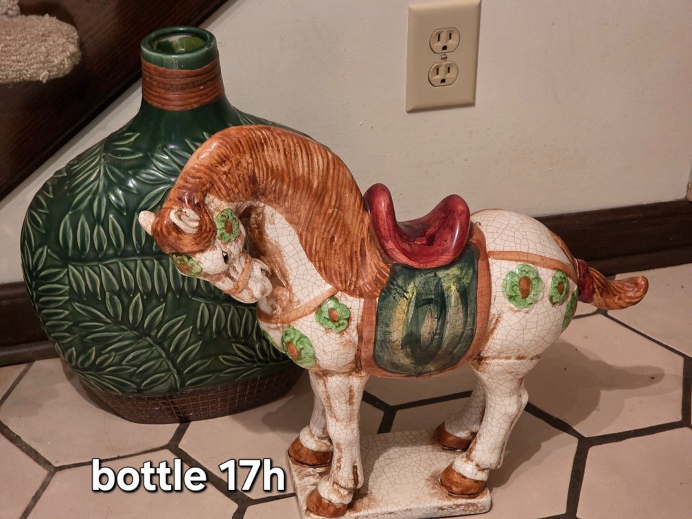 DECORATIVE BOTTLE, CERAMIC HORSE
