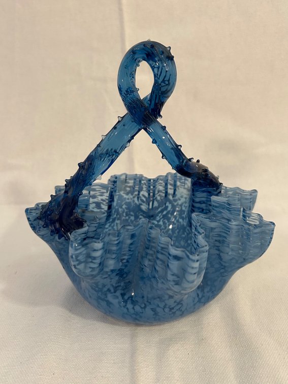 BLUE ART GLASS BASKET