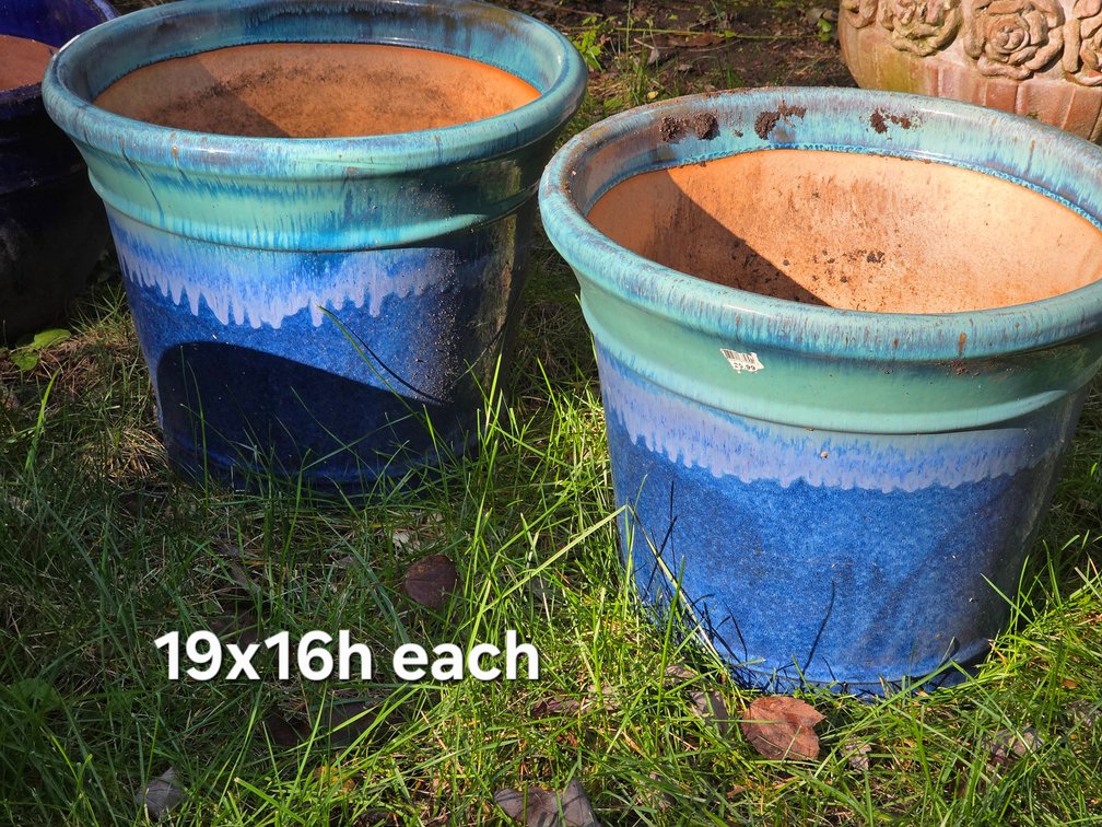 PAIR of LARGE OUTDOOR CERAMIC PLANTERS