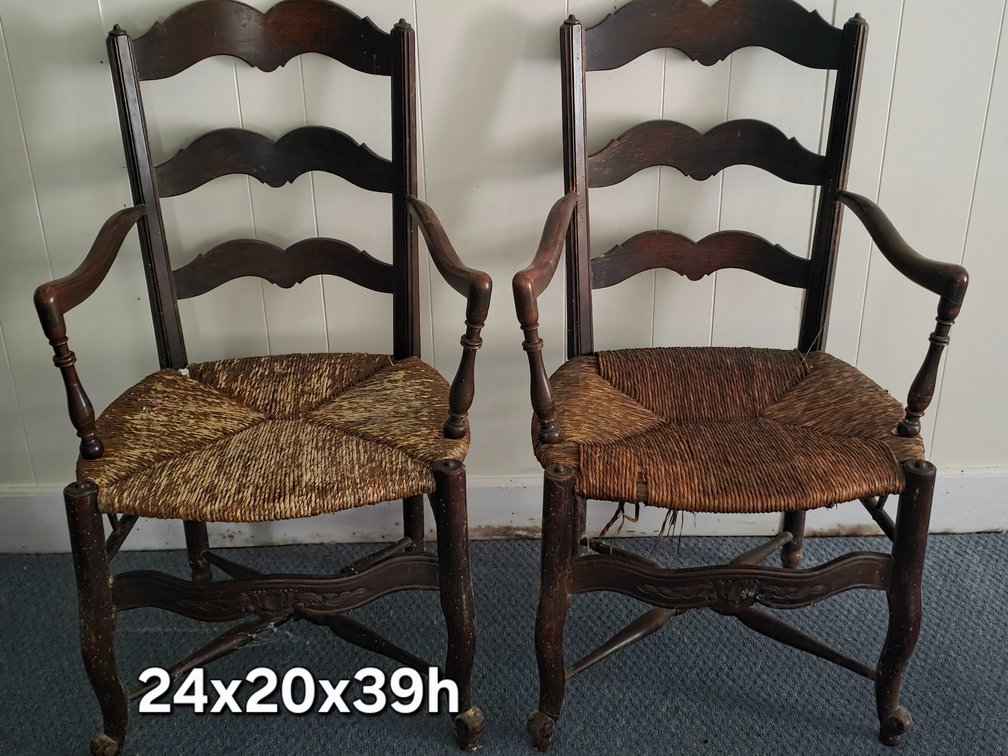 PAIR of RUSH SEAT LADDER BACK CHAIRS