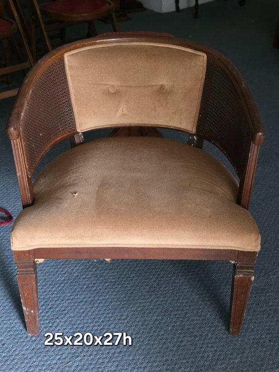 CANE-BACK BARREL ARMCHAIR