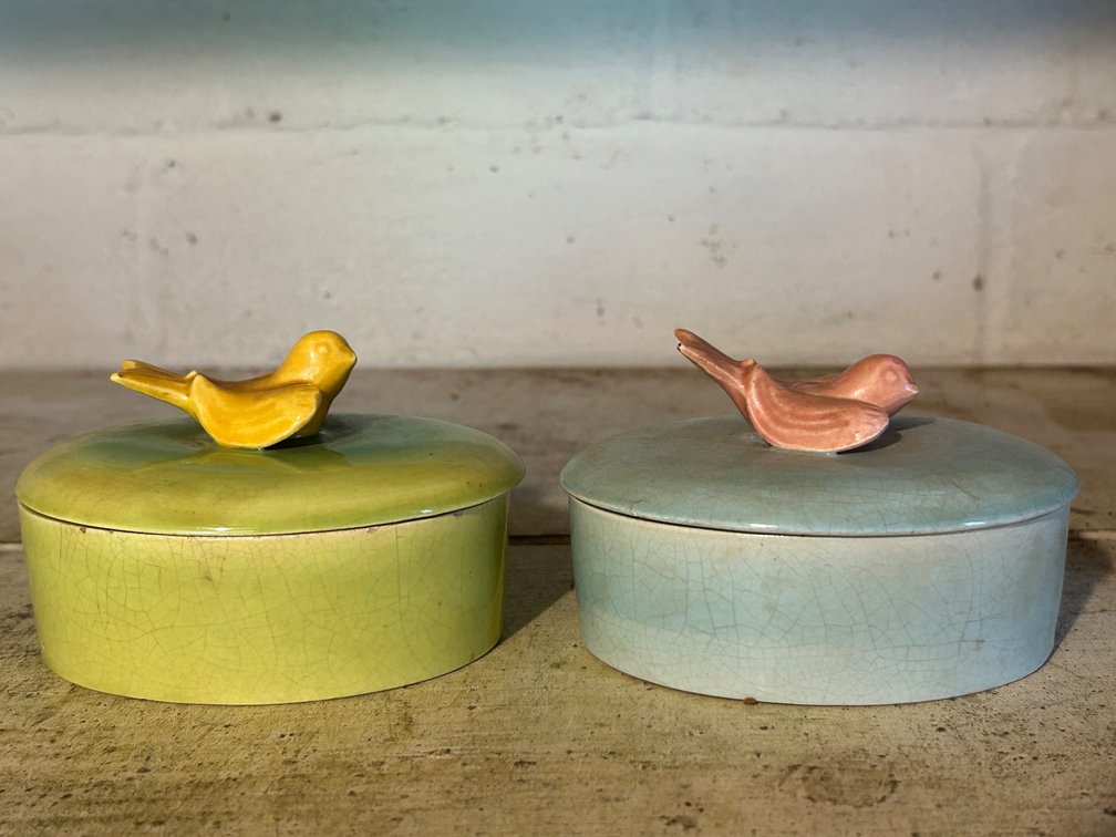 CERAMIC BIRD TRINKET BOXES