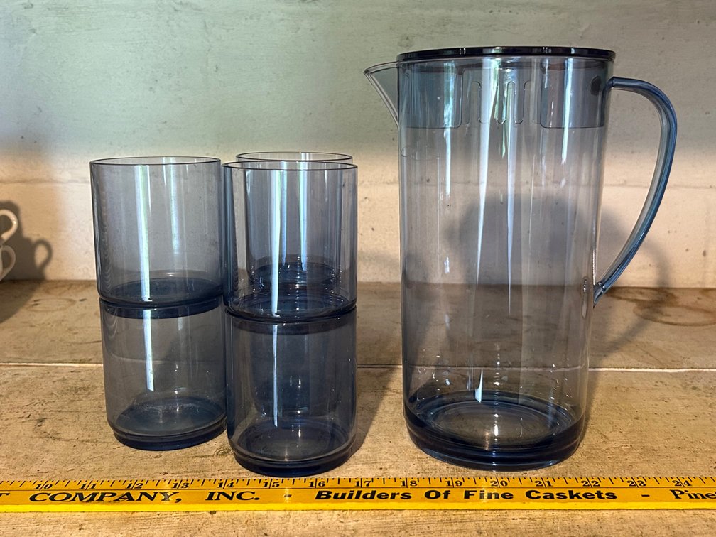 BLUE ACRYLIC PITCHER and CUP SET