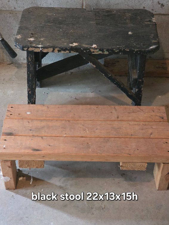 PAINTED BLACK STOOL, PLATFORM