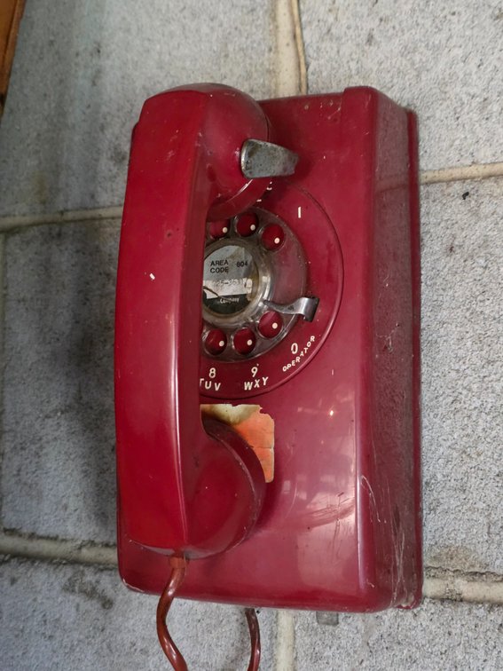 RED ROTARY WALL PHONE