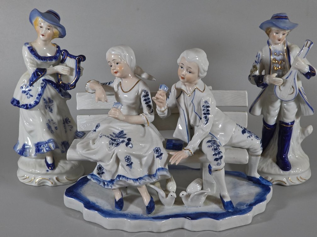 BLUE WHITE PORCELAIN FIGURINES