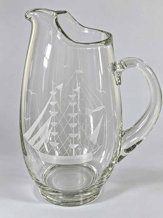 ETCHED SHIP WATER PITCHER
