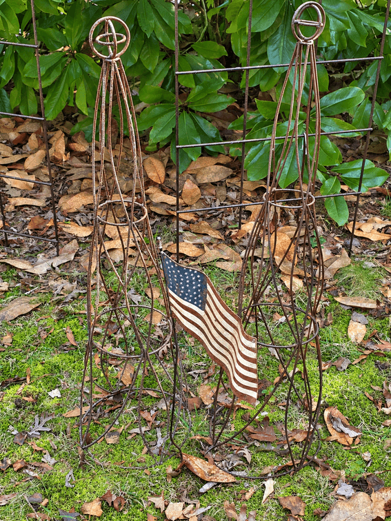 2 TRELLIS, METAL FLAG