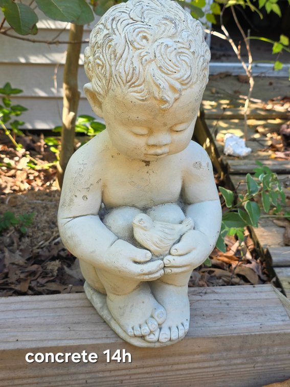 CHILD and BIRD GARDEN STATUE