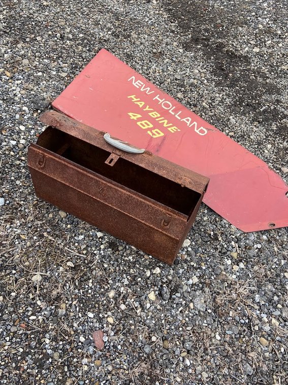 Metal Toolbox, and New Holland Haybine 489 Metal shield