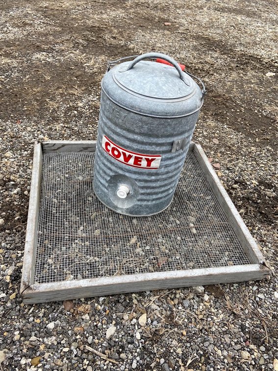 Covey 3 Gal Water Jug, Holdenville, Ohio and  Soil Sifter