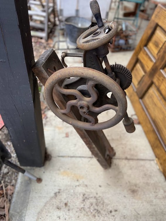 Antique Champion Blower and Forge CO. USA barn post drill No.102