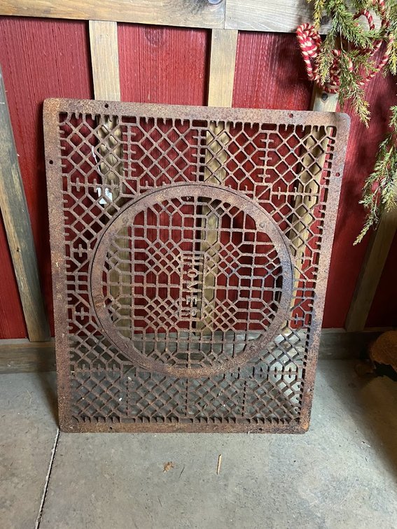 Large Antique Homer Iron Vent Grate approx., 25" W x 29.5"