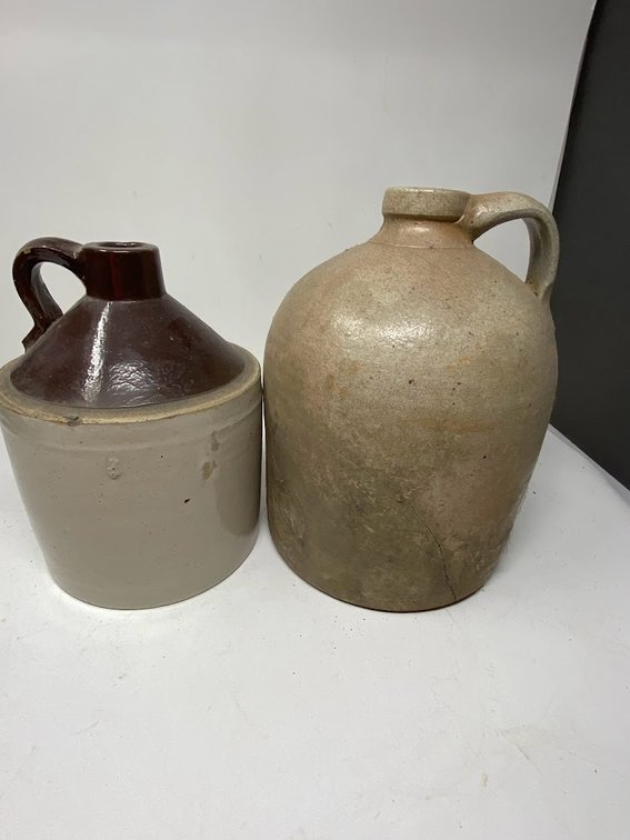 Stoneware whiskey Jug and  NO. 3 Bee Sting Red Wing Stoneware Crock Jug-damaged 