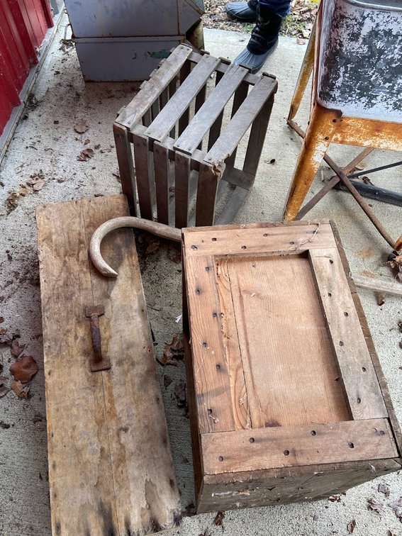 Wood Crates  and Cane 