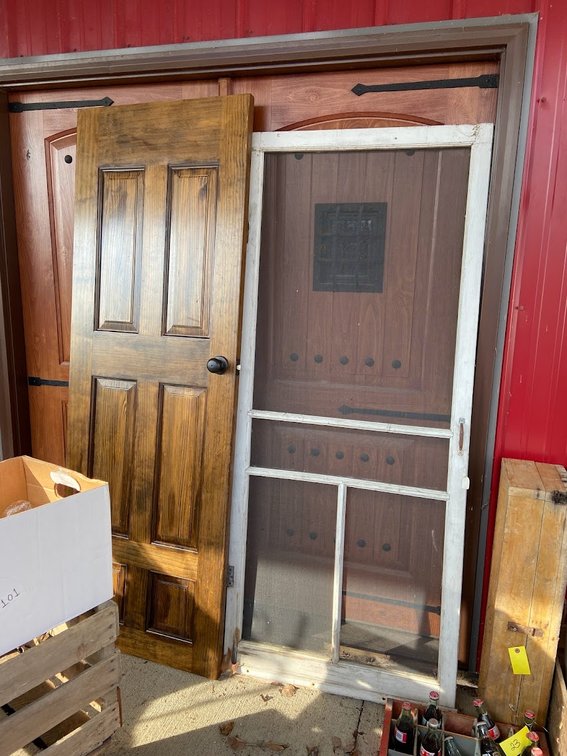 Door approx. 28" W x 80" H- solid, and Screen door approx. 32" W x 80" H