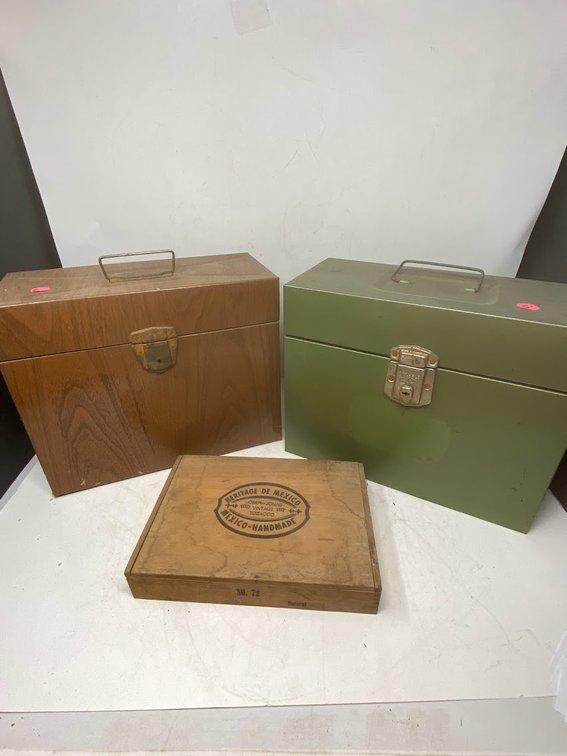 Heritage De Mexico Tobacco NO. 72 box, and 2- Metal Storage and organization boxes