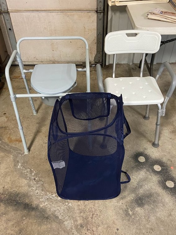 Collapsible Mesh Laundry, Adjustable Bedside Commode, Shower Chair