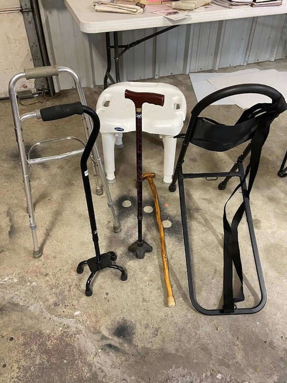 Canes, Walkers, Invacare plastic chair, Elderly Bed Assist bed rail
