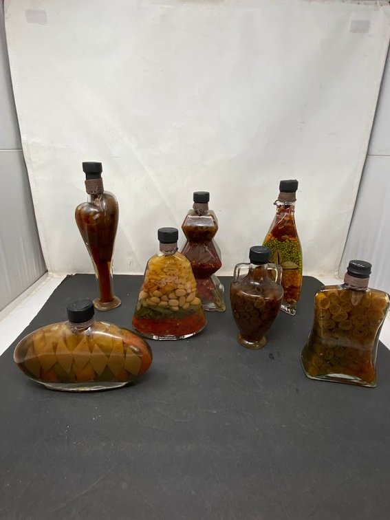 Decorative infused vegetable, pasta bottles