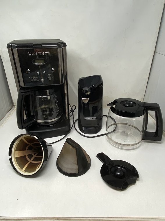 Cuisinart Coffee Maker, extra craft, extra coffee parts and Black & Decker can opener