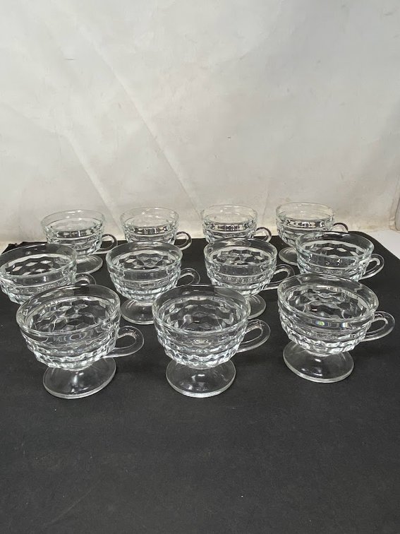 11-Footed Clear Tea Cups 