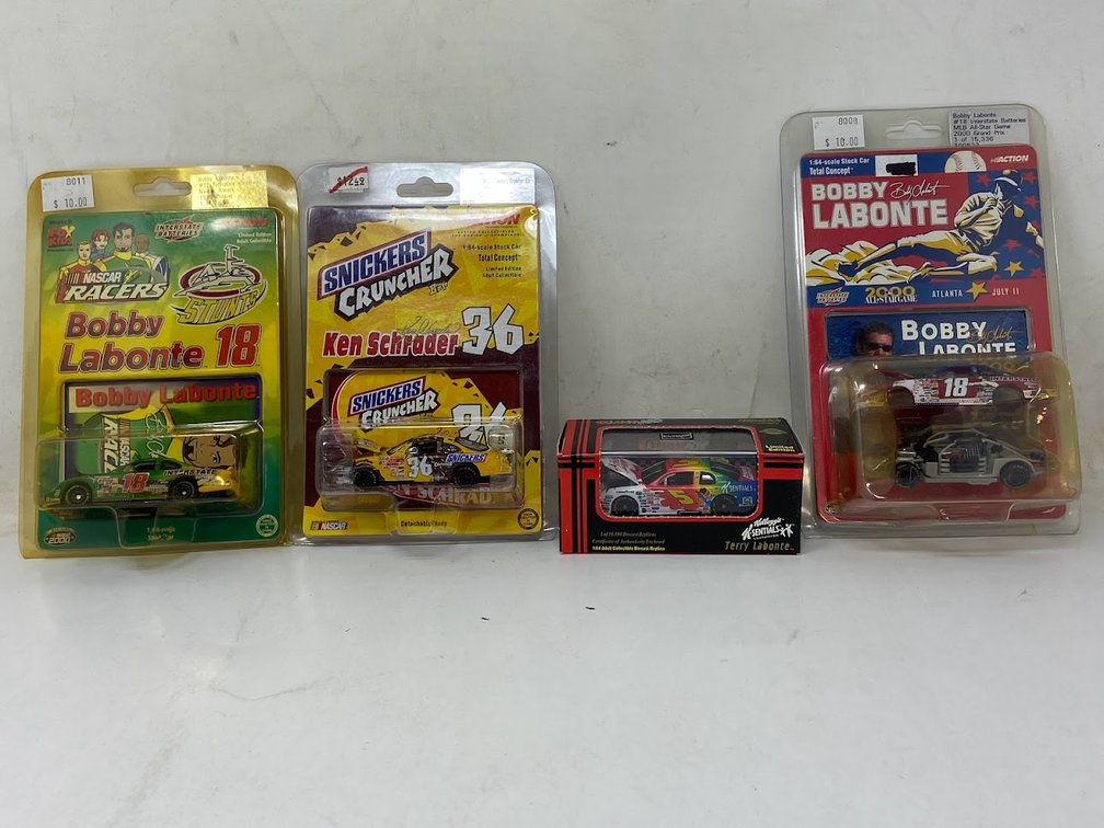 Stock Cars: Bobby Labonte, Ken Schrader, Terry Labonte, and Bobby Labonte