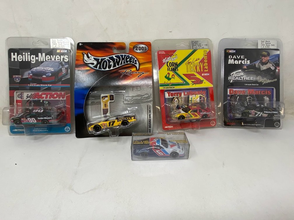 Stock Cars: Action: Dick Trickle, Hot Wheels Racing Car, Action: Terry Labonte, Action: Dave Marcis, Racing Champions: Mark Martin