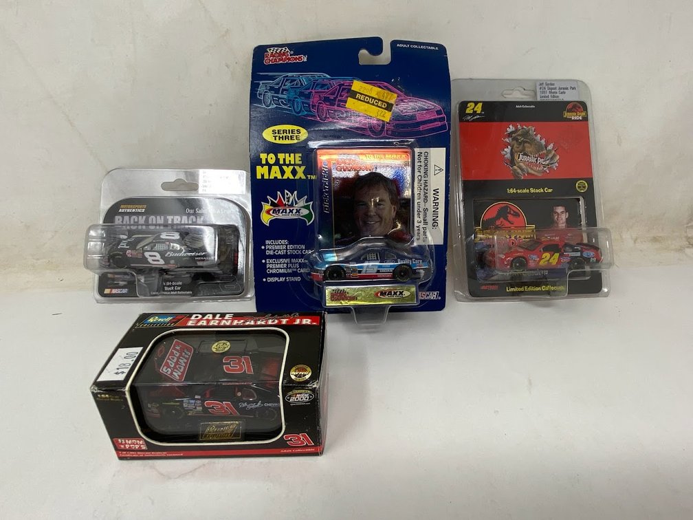 Stock Cars: Motorsports Authentic: Dale Earnhardt JR., Revell: Dale Earnhardt JR., Racing Champions: Dick Trickle, Action: Jeff Gordon