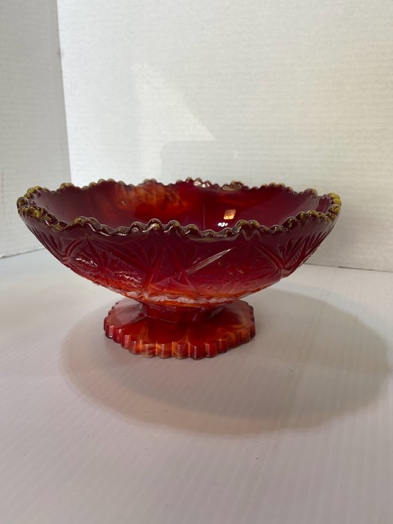 Red Glass Footed Dish