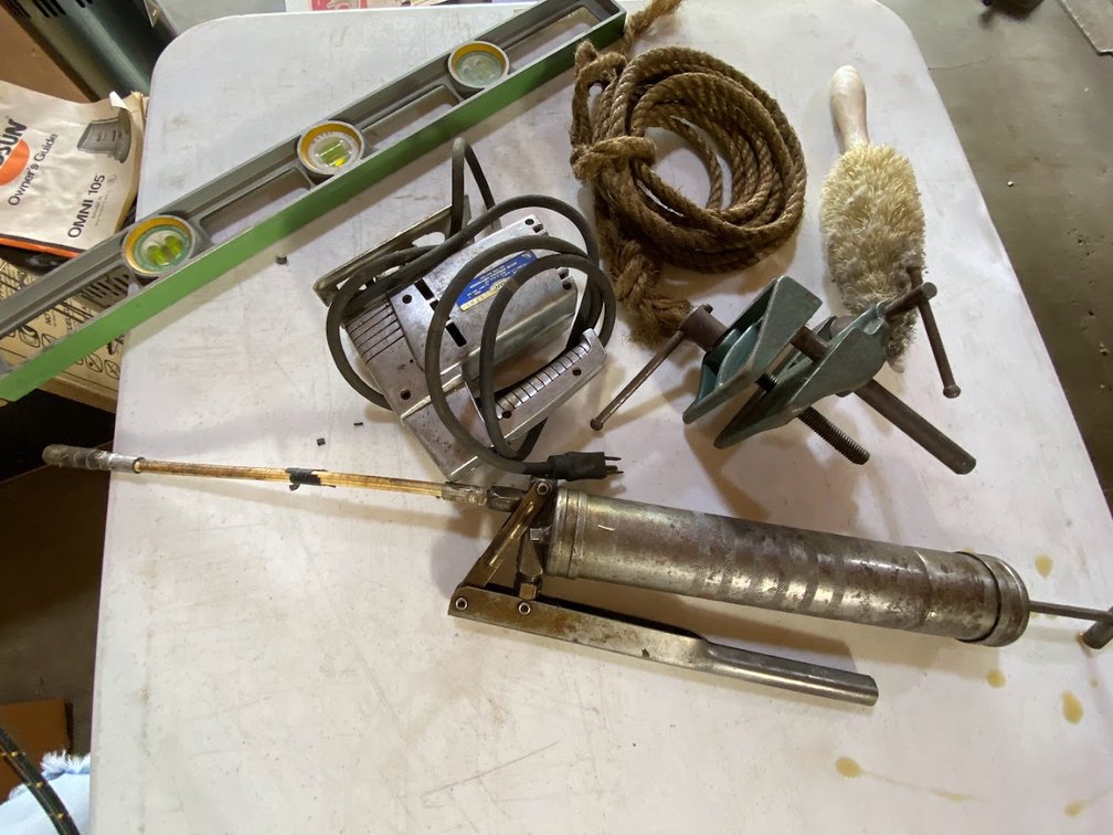 Level, Grease Gun, Rope