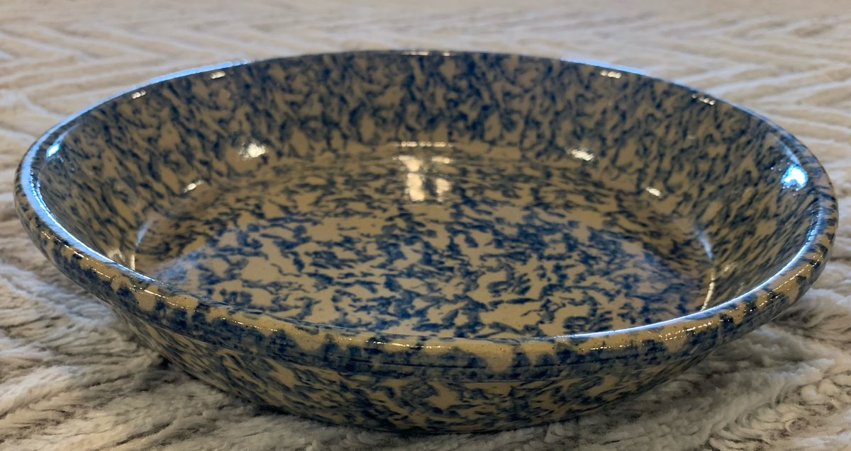 Roseville Ransbottom Sponged Blue Pie Plate