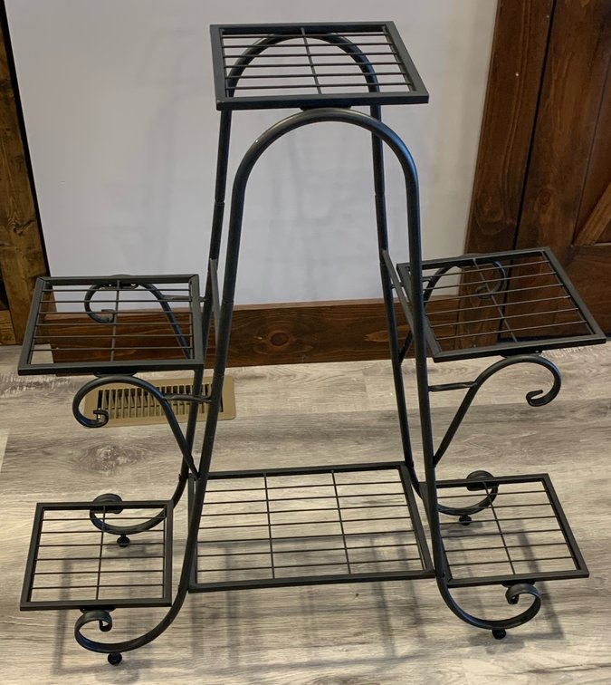 New Black Wrought Iron Plant Stand