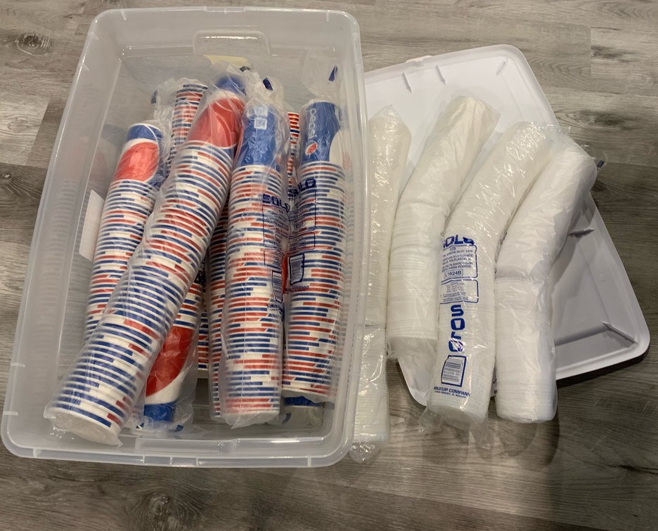 Tote of Unused Pepsi Cola Cups and Lids