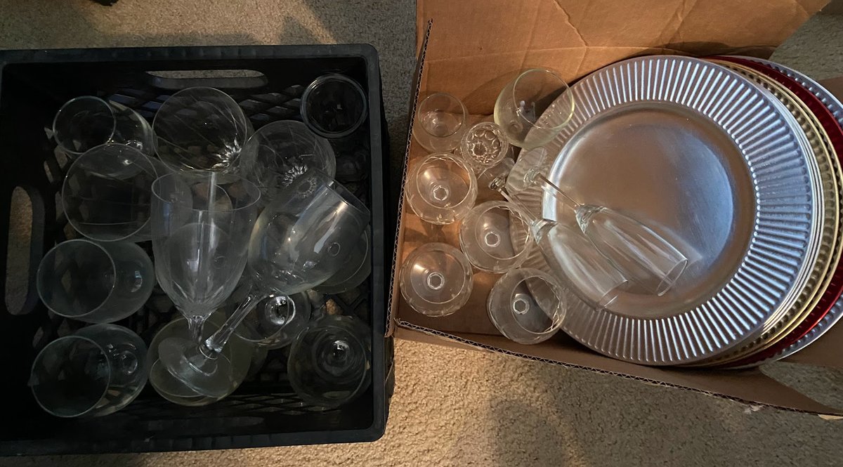 Group of goblets and cake plates.