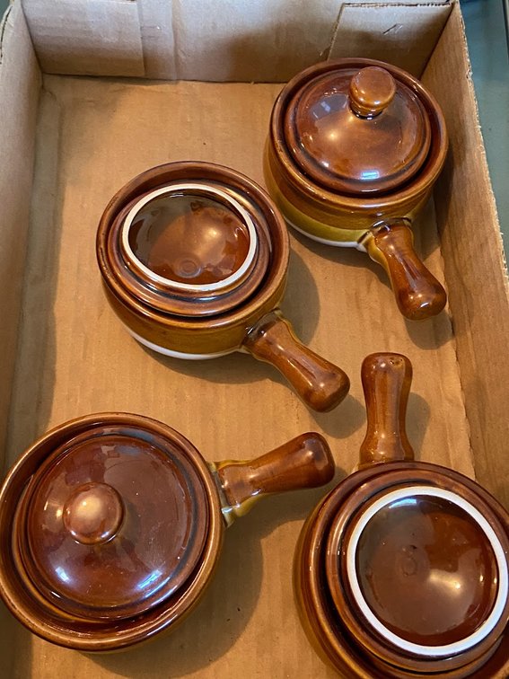 Set of 4 Brown Pottery