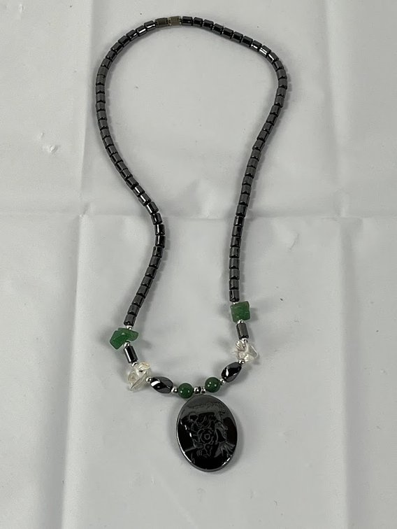 Woman Pendant Green Stone Necklace