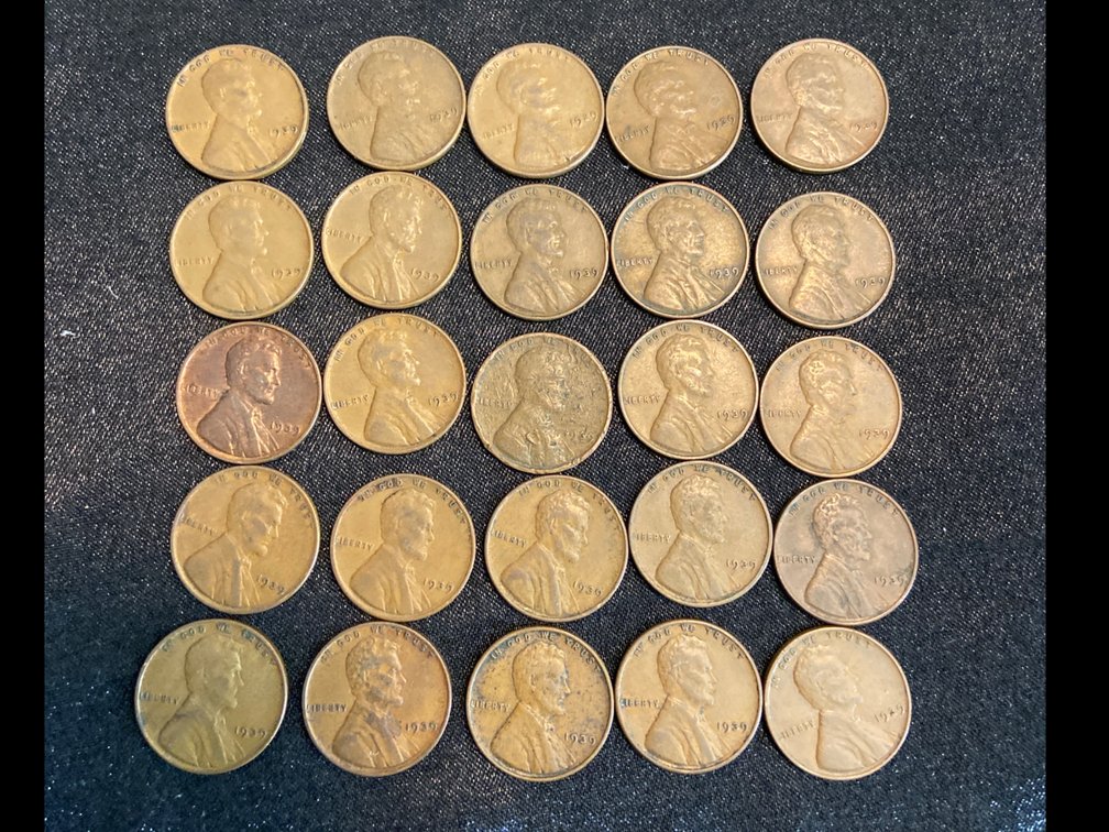 1939 Lincoln Wheat Cents With Cents