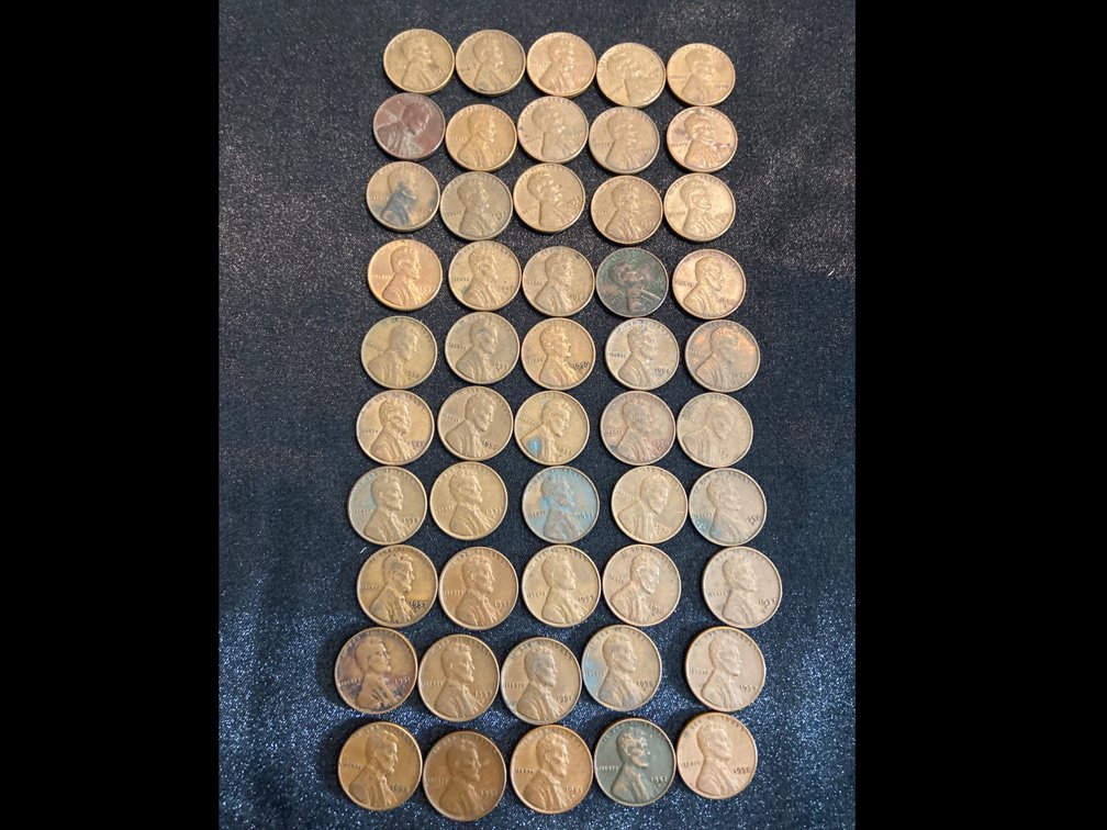 1950’s years Lincoln Wheat Cents With Cents