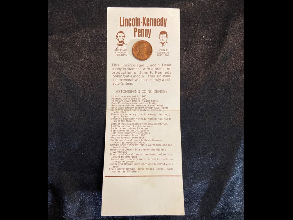 1973 Lincoln Kennedy Penny with Fact Sheet