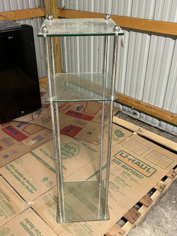 Glass and Metal 3-Tier Display Shelf Unit, Approx. 41.5â€³ x 12â€³ x 12â€³